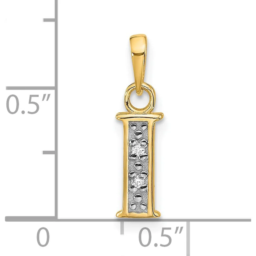 14K Yellow Gold Diamond Letter "I" Initial Pendant with Round Diamonds - 0.02 Carat Total Diamond Weight by Oro Pregiato - Image 4