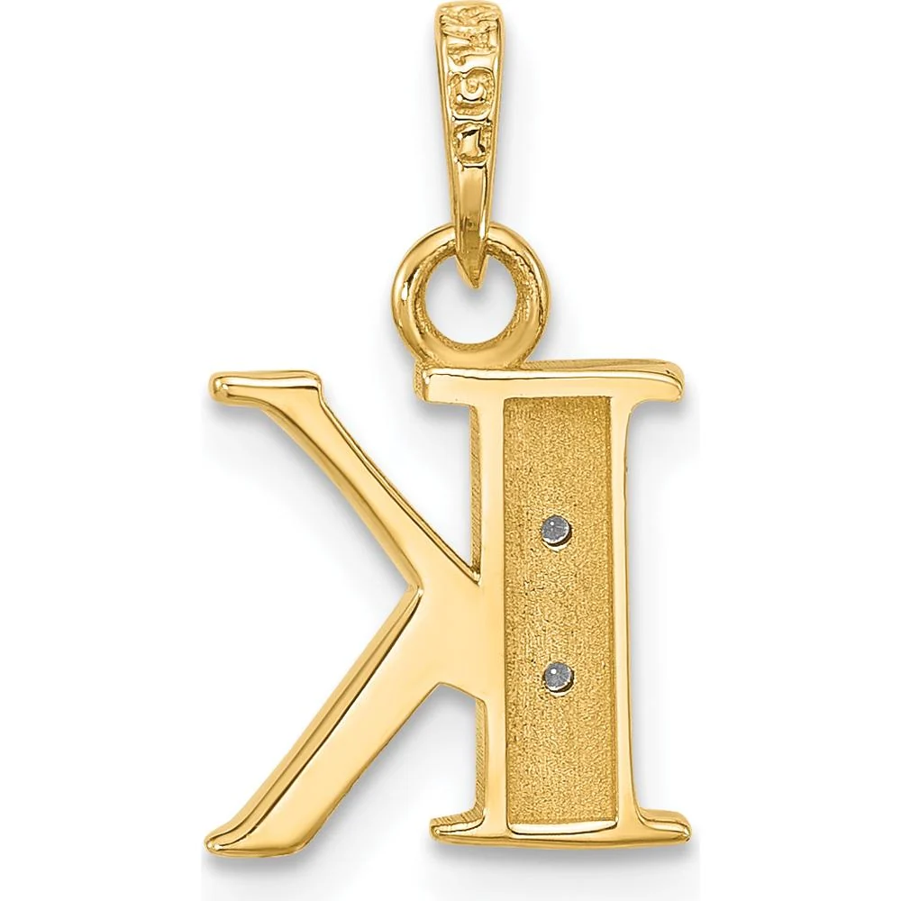 14K Yellow Gold Diamond Letter K Initial Pendant - 0.02 Carat Total Diamond Weight by Oro Pregiato - Image 3