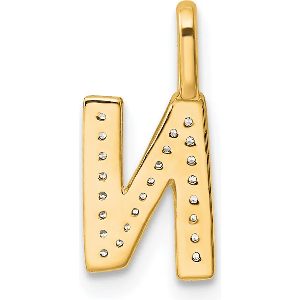14K Yellow Gold Diamond Letter N Initial Pendant with Sparkling Diamond Detailing by Oro Pregiato - Image 3