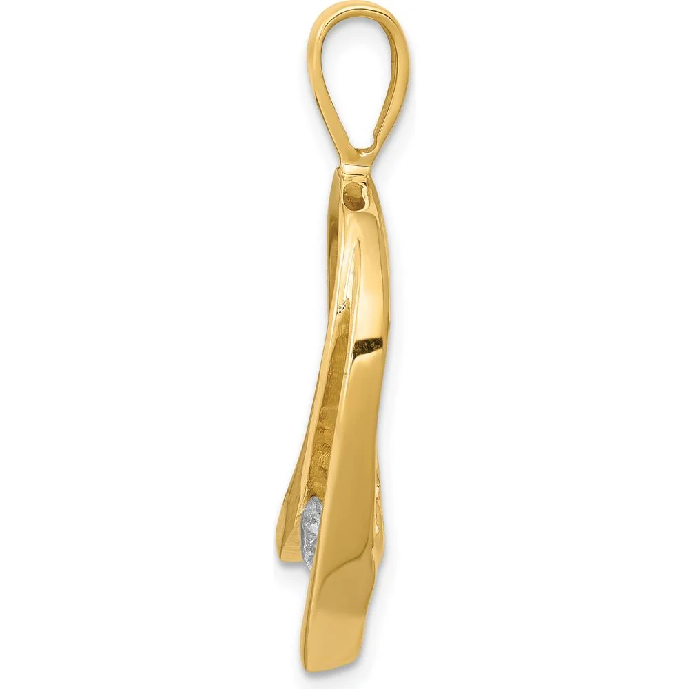 14K Yellow Gold Diamond Pendant with 0.25 Carat Round Diamond - Polished Finish by Monteluci Fine Jewelry - Image 2