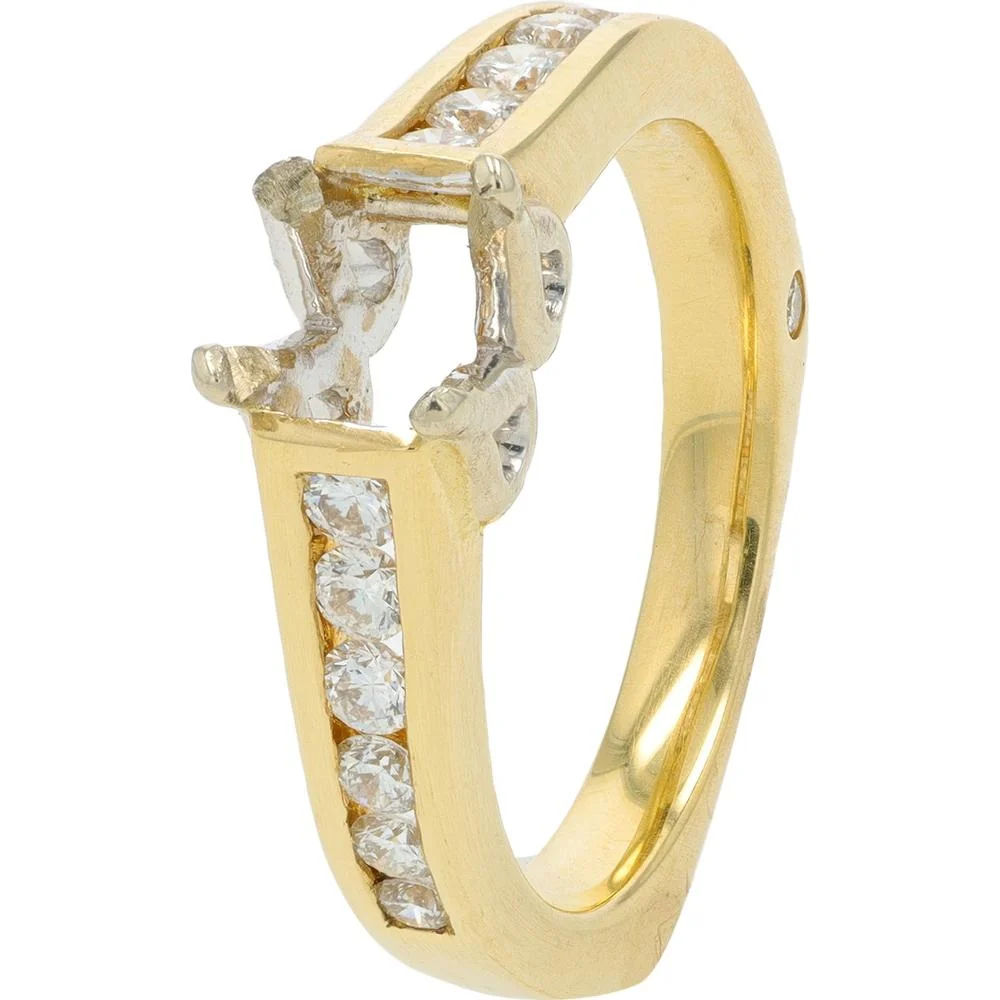 14K Yellow Gold Diamond Semi-Mount Bridal Set with .67 Carats of Diamonds - Image 2