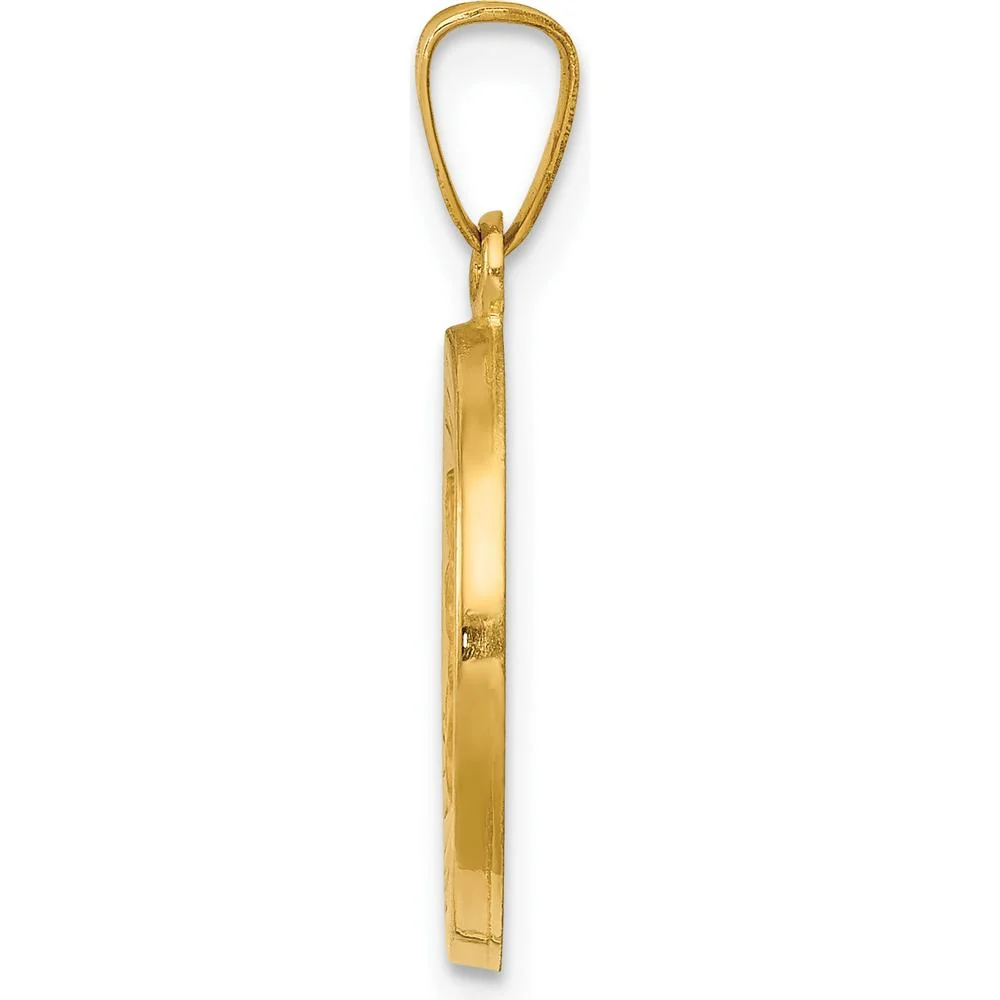 14K Yellow Gold Divino Niño Spanish Medal Pendant with Polished and Brushed Finish - 15.28mm by Oro Pregiato - Image 2