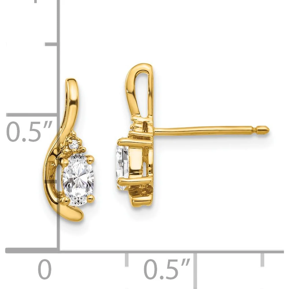 14K Yellow Gold Drop Earrings with Oval White Topaz and Round Diamonds - 0.586 Carat Total Gem Weight by Oro Pregiato - Image 4