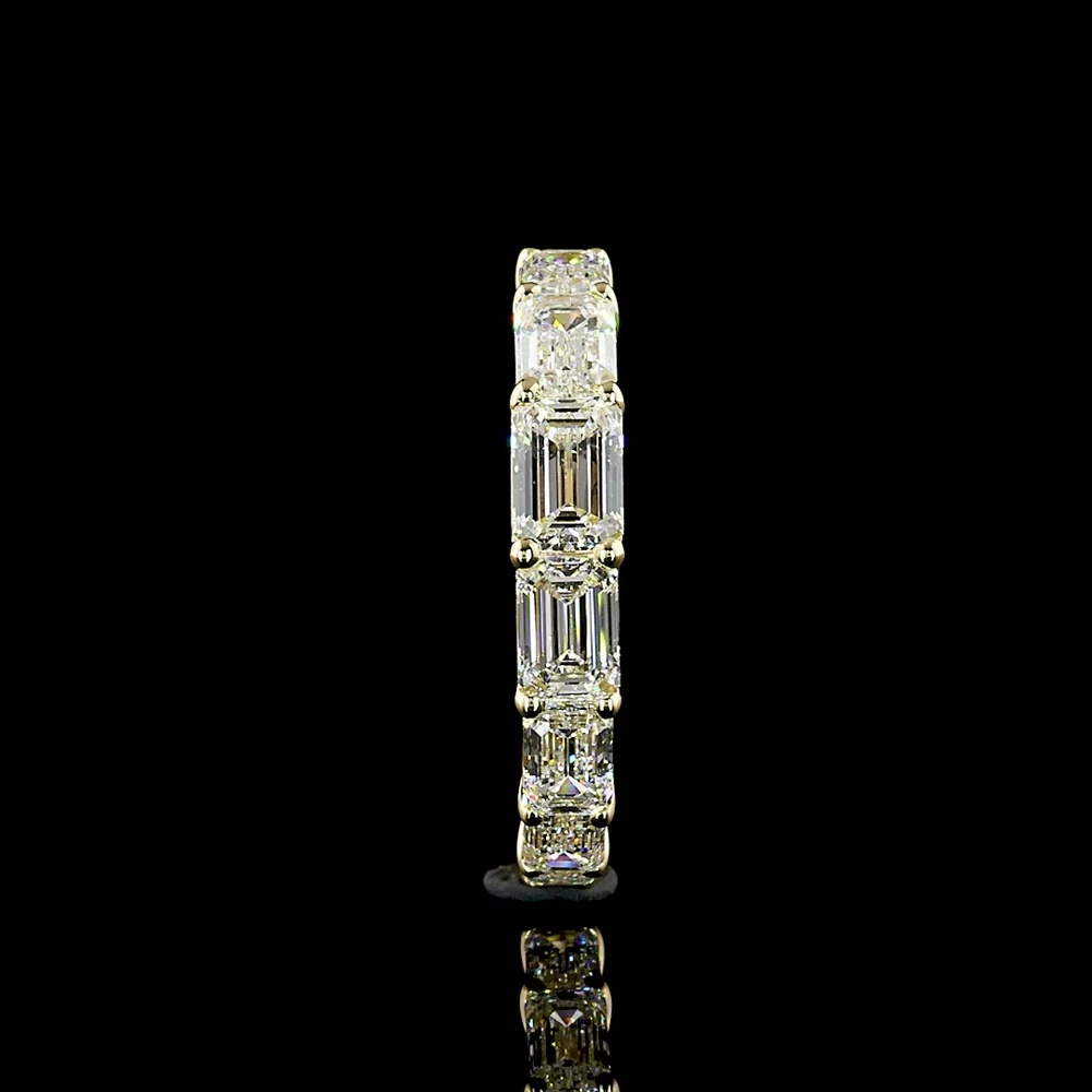 14K Yellow Gold East-West Eternity Band with 2.76 Carat Lab-Grown Emerald Cut Diamonds - E-F Color, VS Clarity, 17 Stones - Covaloro Fine Jewelry - Image 2