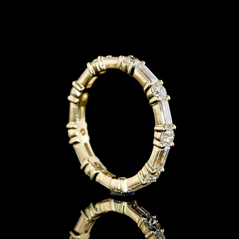14K Yellow Gold East-West Eternity Band with Alternating Baguette and Brilliant Cut Lab Diamonds - 5.13 Carats Total Diamond Weight - Covaloro Fine Jewelry - Image 3