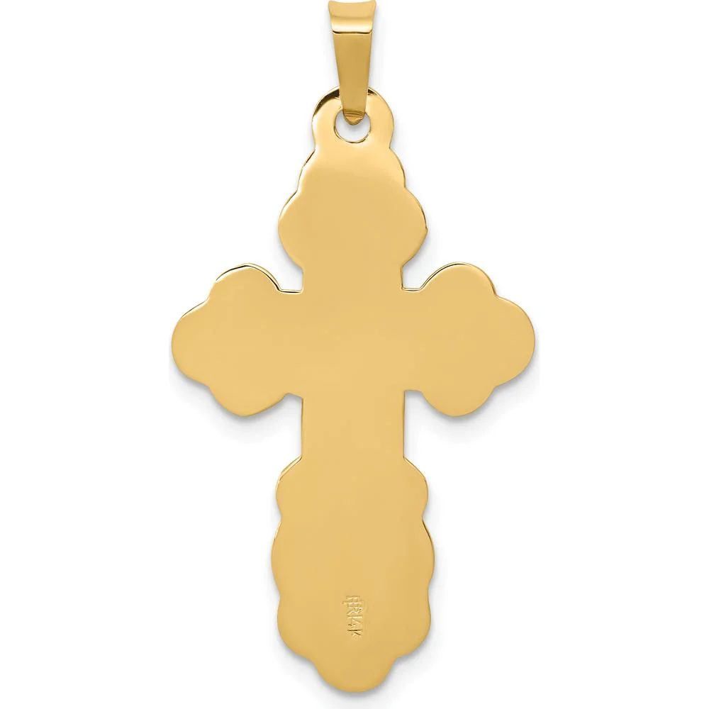 14K Yellow Gold Eastern Orthodox Cross Pendant with Textured Finish by Oro Pregiato - Image 4