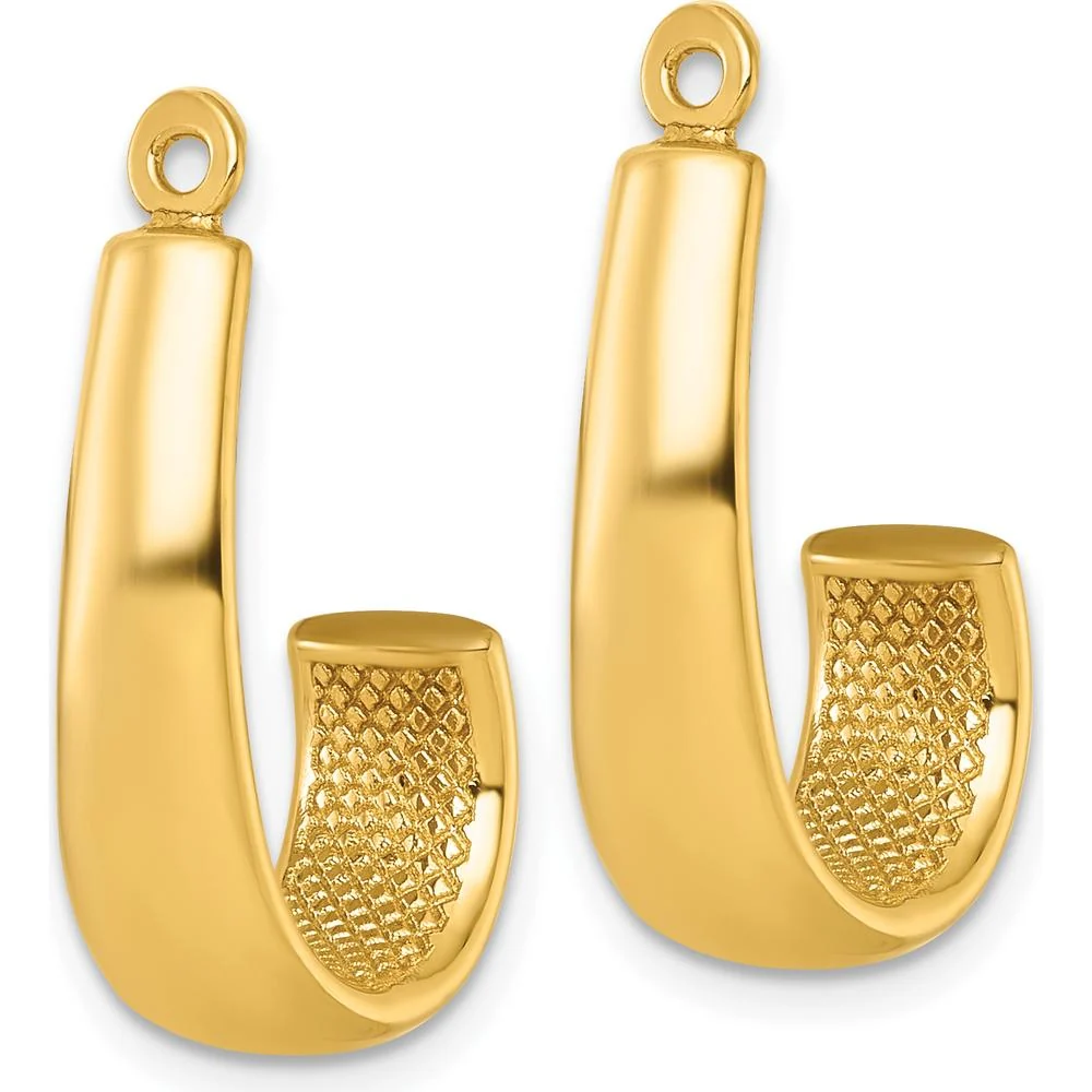 14K Yellow Gold Electroformed J-Hoop Earring Jackets - Pair by Oro Pregiato - Image 2