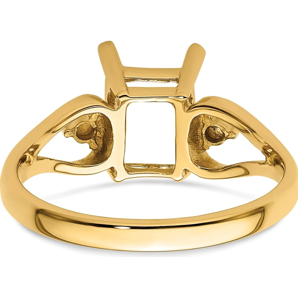 14K Yellow Gold Emerald-Cut Gemstone Ring Mounting - Customizable 8x6mm Stone Setting - Size 6 by Monteluci Fine Jewelry - Image 3