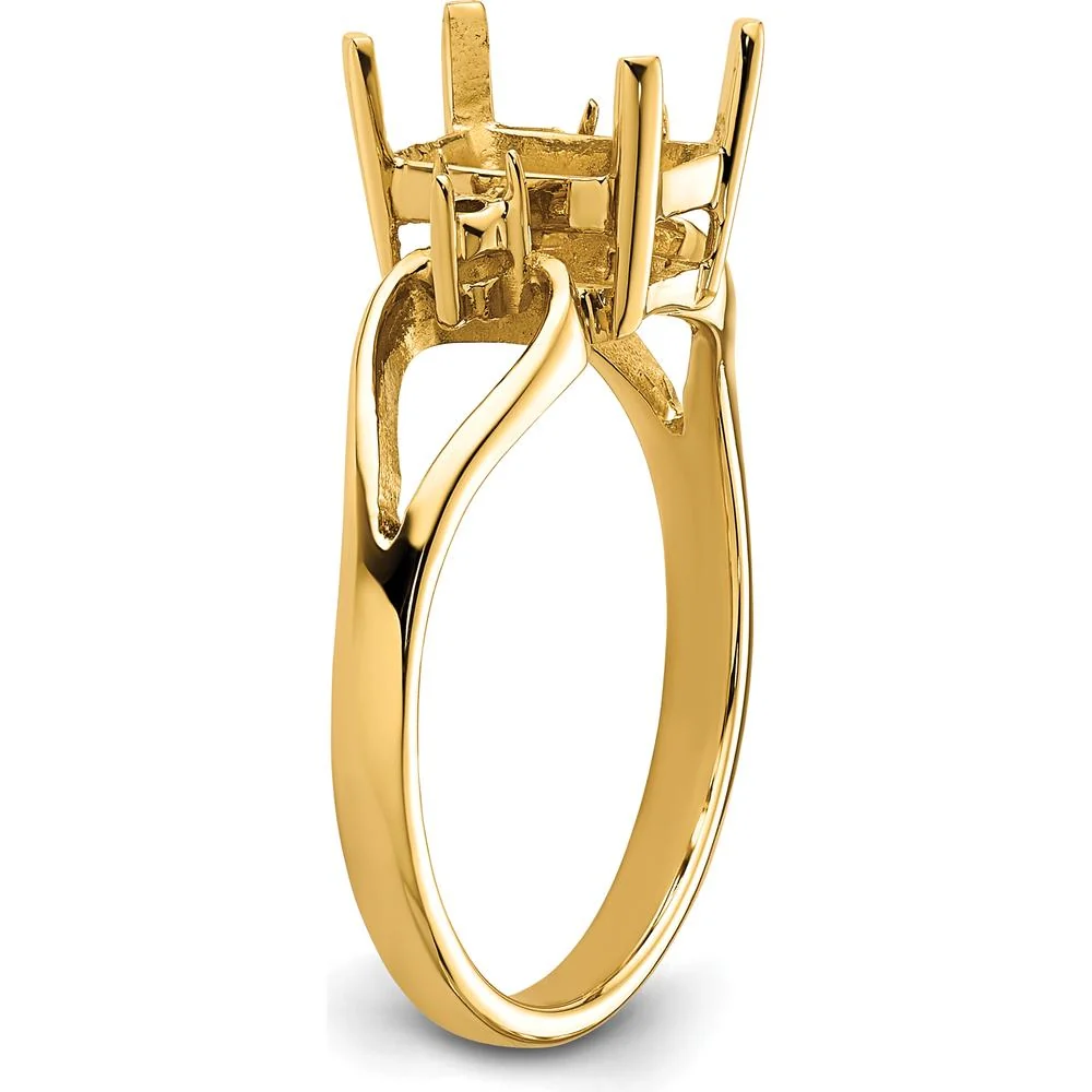 14K Yellow Gold Emerald-Cut Gemstone Ring Mounting - Customizable 8x6mm Stone Setting - Size 6 by Monteluci Fine Jewelry - Image 4