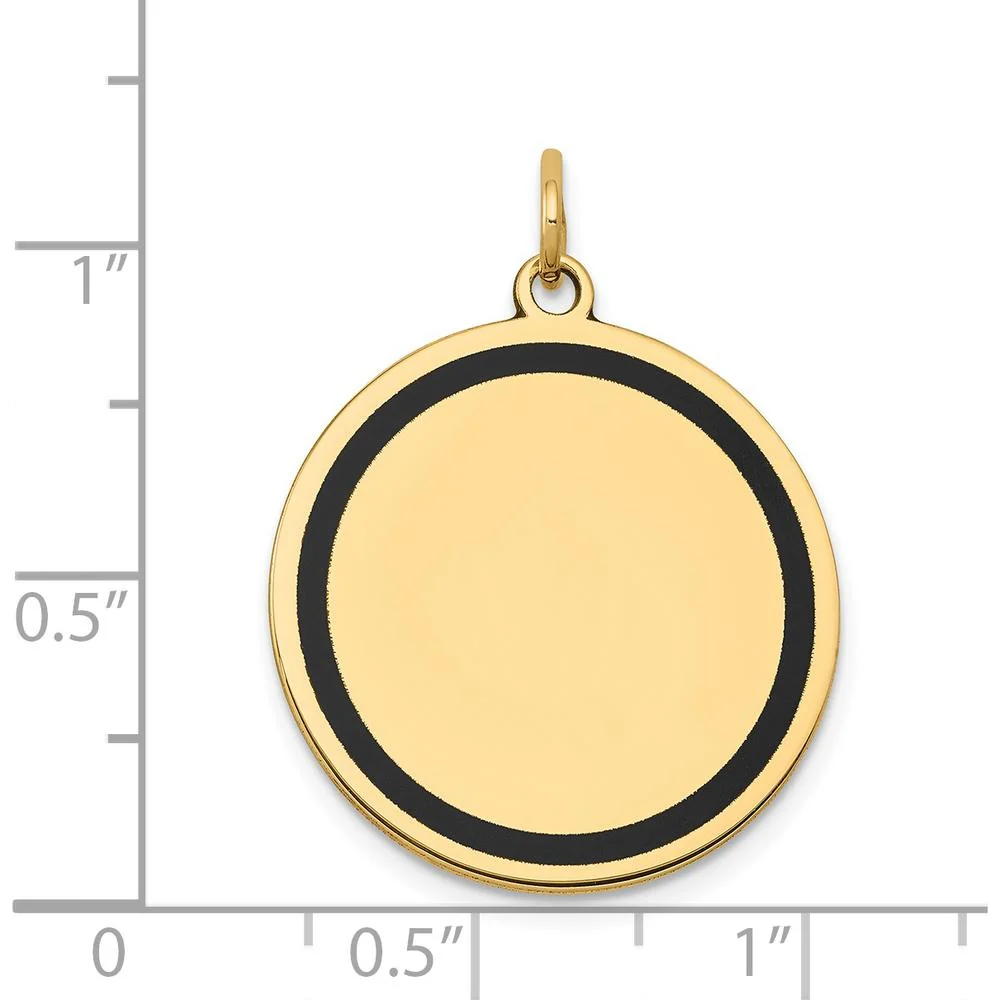 14K Yellow Gold Enamel Circular Engravable Disc Charm - Polished Finish by Oro Pregiato - Image 3