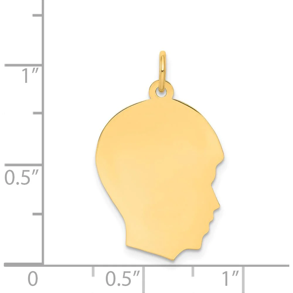 14K Yellow Gold Engravable Boy Head Charm - 27mm Length by Oro Pregiato - Image 2