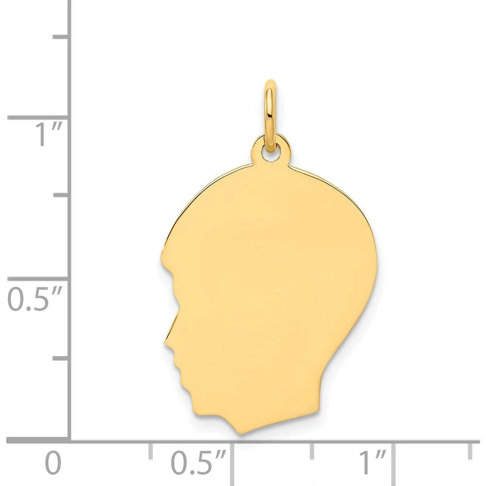 14K Yellow Gold Engravable Boy Head Charm - Personalized Pendant by Oro Pregiato - Image 2
