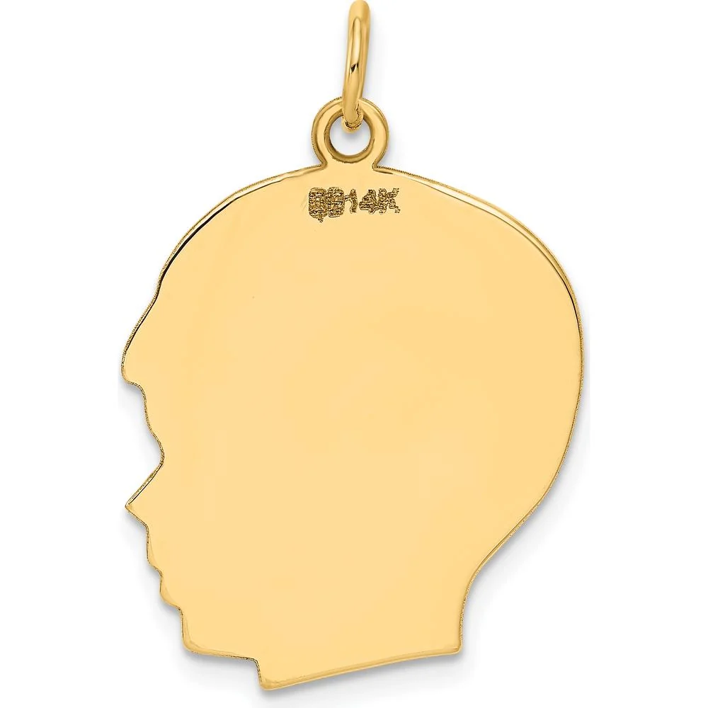14K Yellow Gold Engravable Boy Head Charm - Personalized Solid Gold Pendant by Oro Pregiato - Image 3