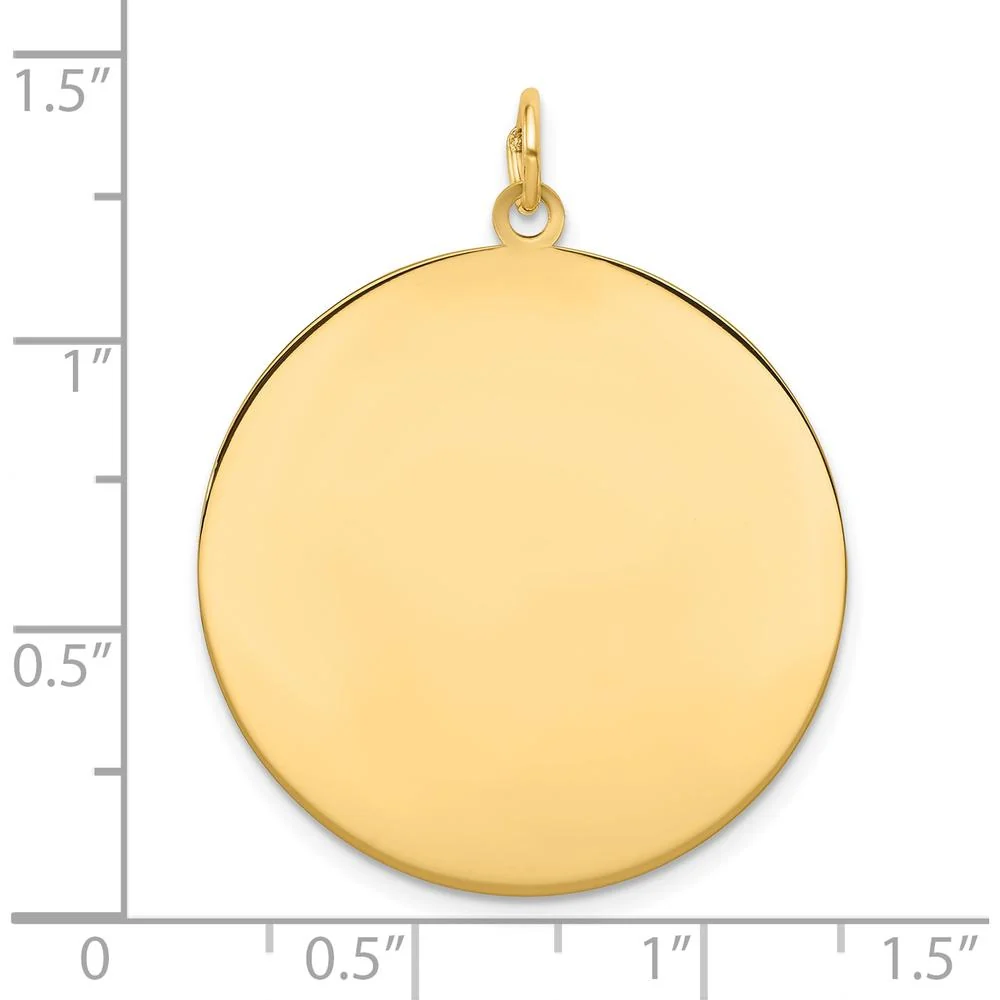 14K Yellow Gold Engravable Circular Disc Charm - 32mm Length by Oro Pregiato - Image 2