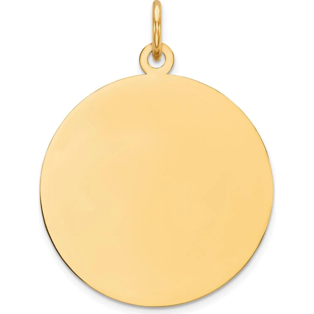 14K Yellow Gold Engravable Circular Disc Charm - Personalized Pendant by Oro Pregiato