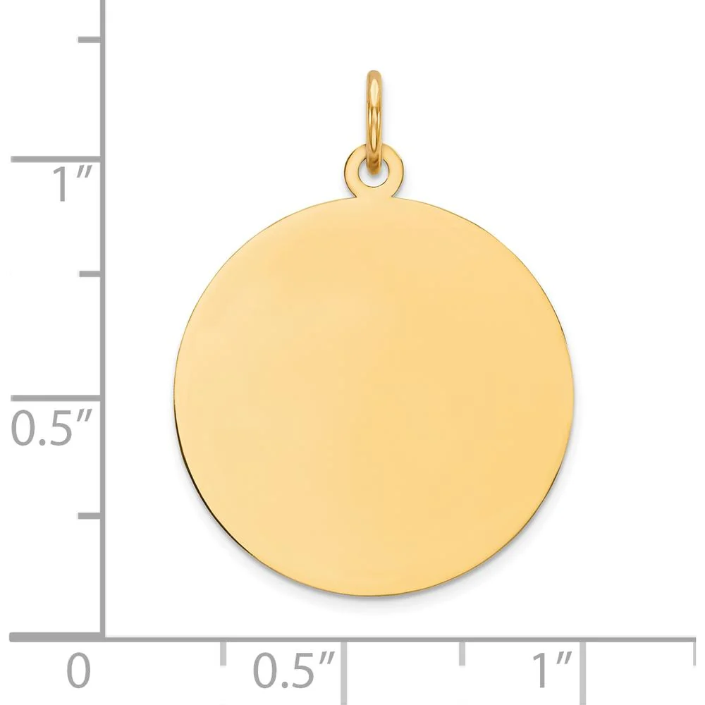 14K Yellow Gold Engravable Circular Disc Pendant - 23mm Diameter by Oro Pregiato - Image 2
