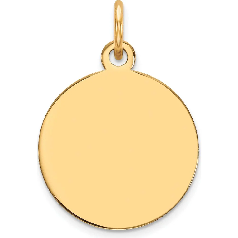 14K Yellow Gold Engravable Disc Charm - 15mm Polished Finish by Oro Pregiato - Image 2