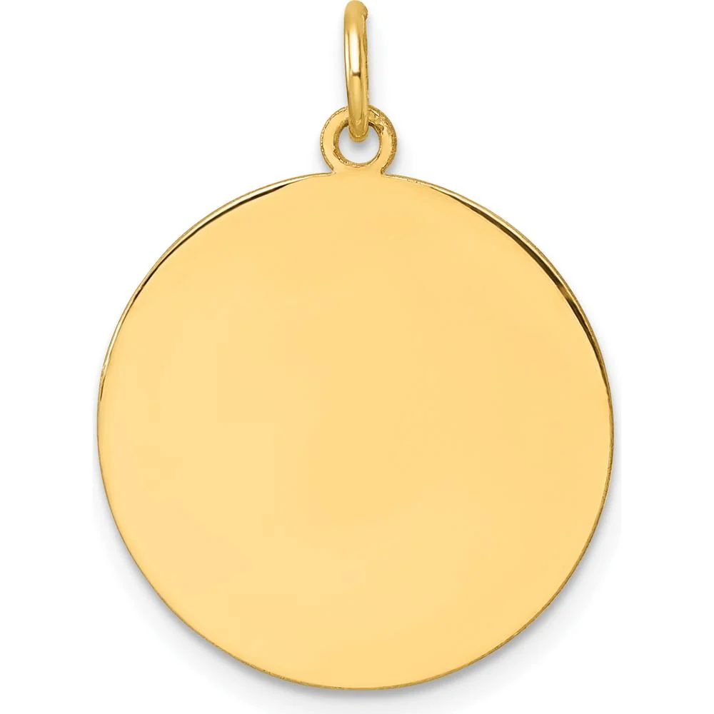 14K Yellow Gold Engravable Disc Charm Pendant - 0.035 Gauge by Oro Pregiato - Image 2