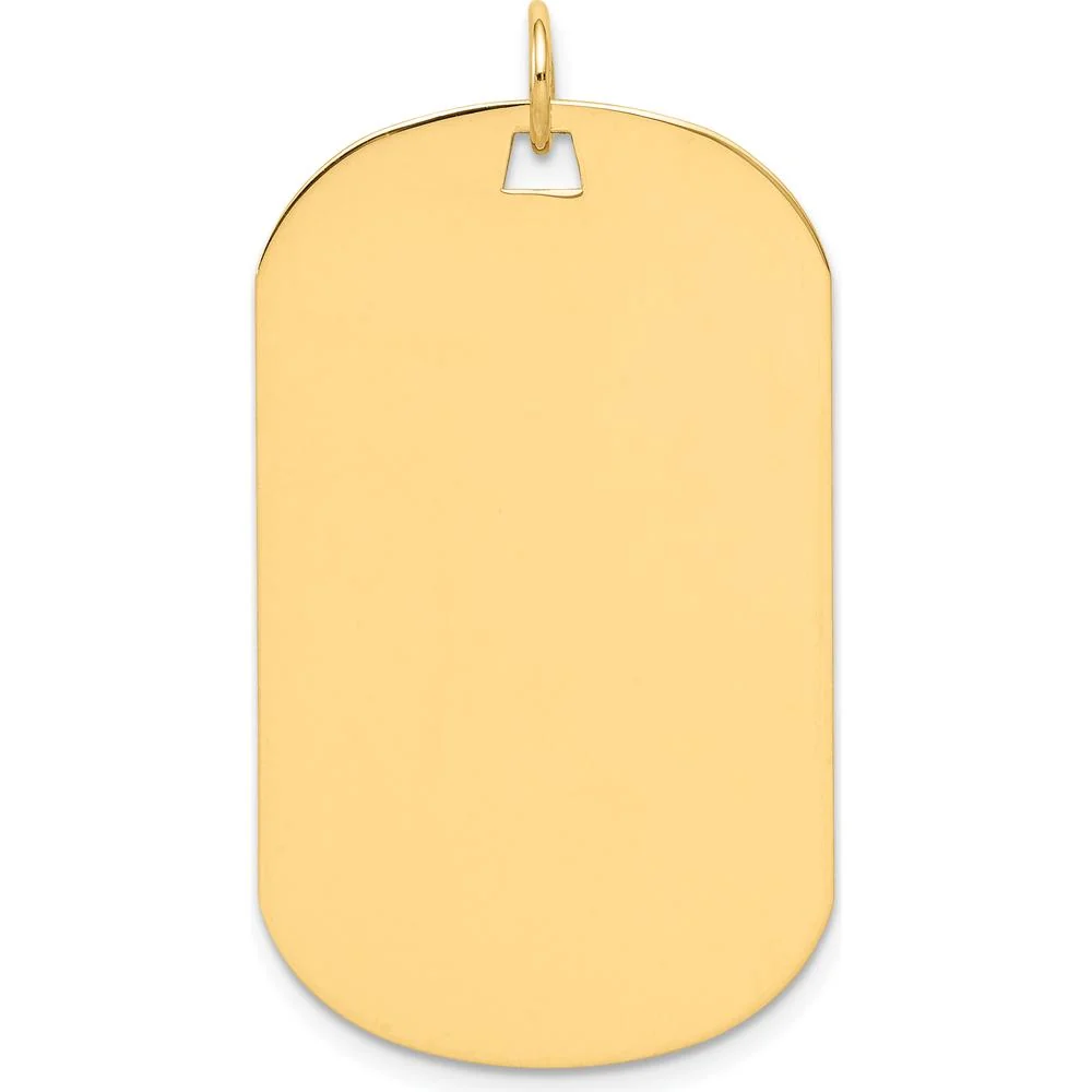 14K Yellow Gold Engravable Dog Tag Charm Pendant - 39mm Length by Oro Pregiato - Image 2