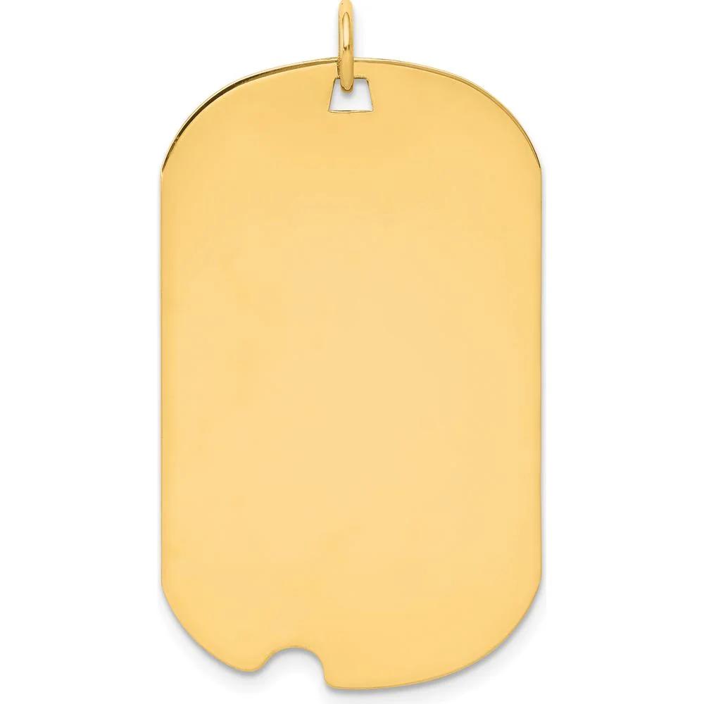 14K Yellow Gold Engravable Dog Tag Pendant with Notch Disc Charm - Polished Finish by Oro Pregiato - Image 2