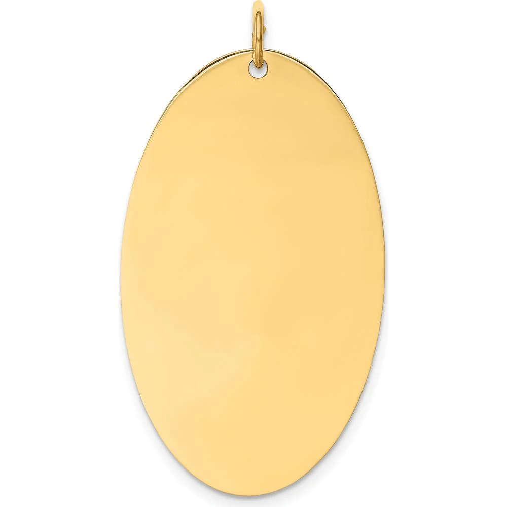 14K Yellow Gold Engravable Elliptical Disc Pendant - Polished Finish by Oro Pregiato