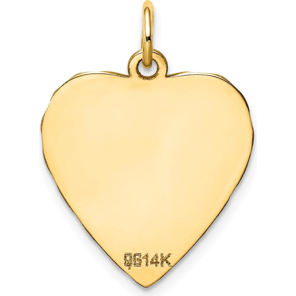 14K Yellow Gold Engravable Heart Disc Charm with Diamond-Cut Etching by Oro Pregiato - Image 3