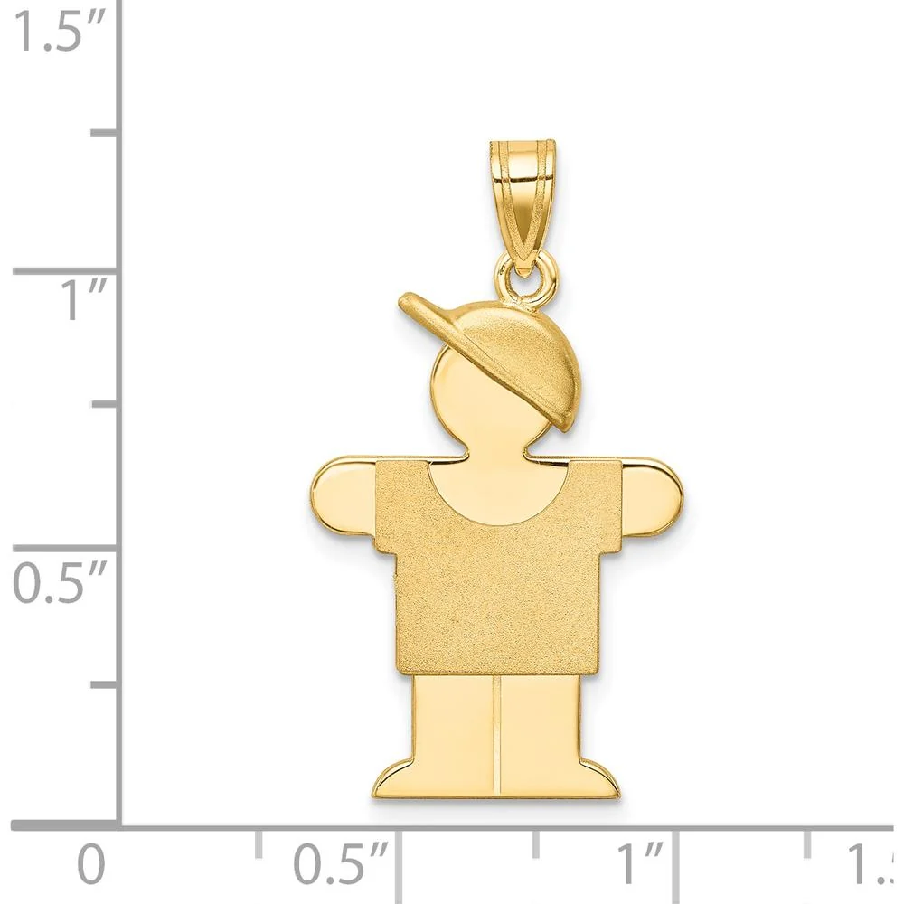 14K Yellow Gold Engravable Medium Boy with Hat Charm - 31mm Length by Oro Pregiato - Image 3