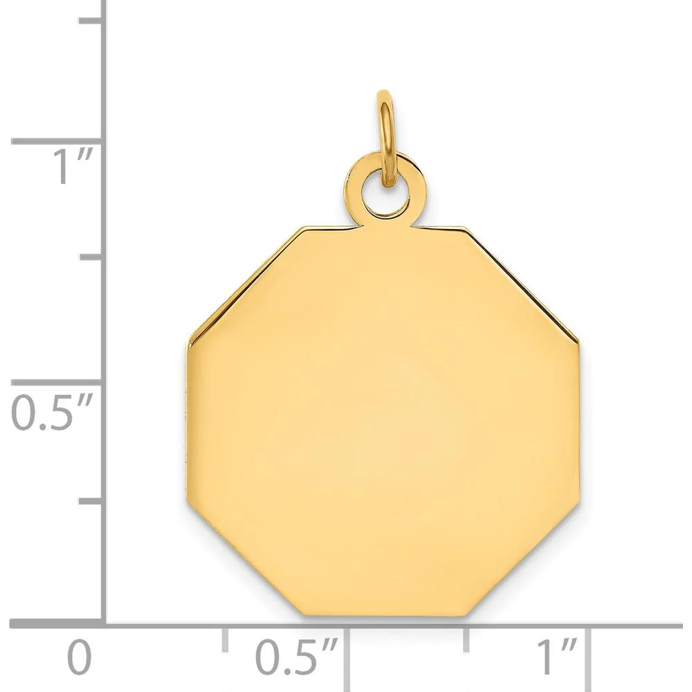 14K Yellow Gold Engravable Octagonal Disc Charm - 27mm Length by Oro Pregiato - Image 2
