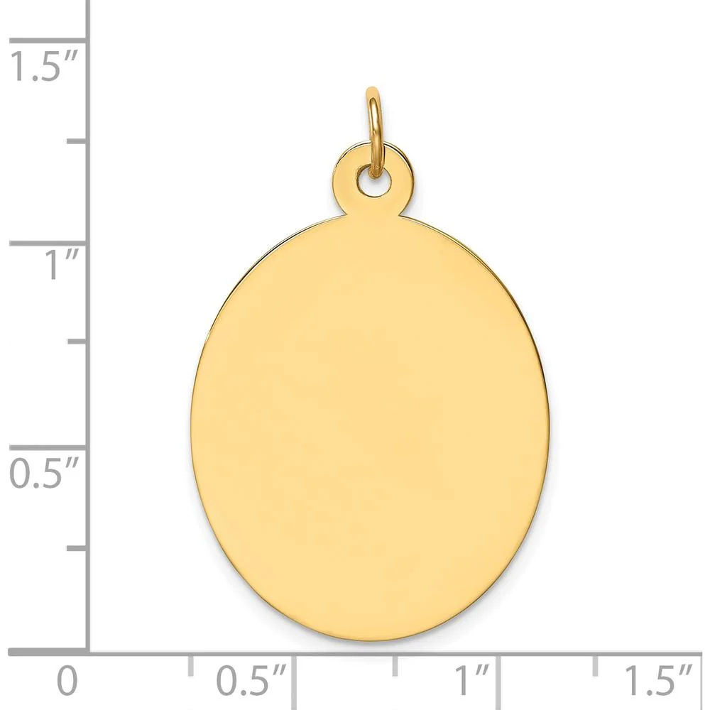 14K Yellow Gold Engravable Oval Disc Charm - Personalized Pendant for Custom Engraving by Oro Pregiato - Image 2