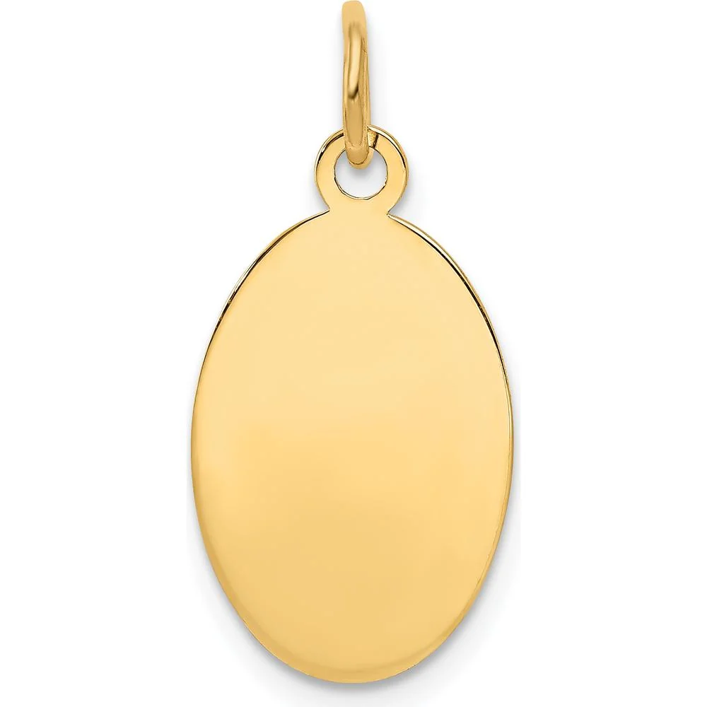 14K Yellow Gold Engravable Oval Disc Charm - Personalized Pendant by Oro Pregiato