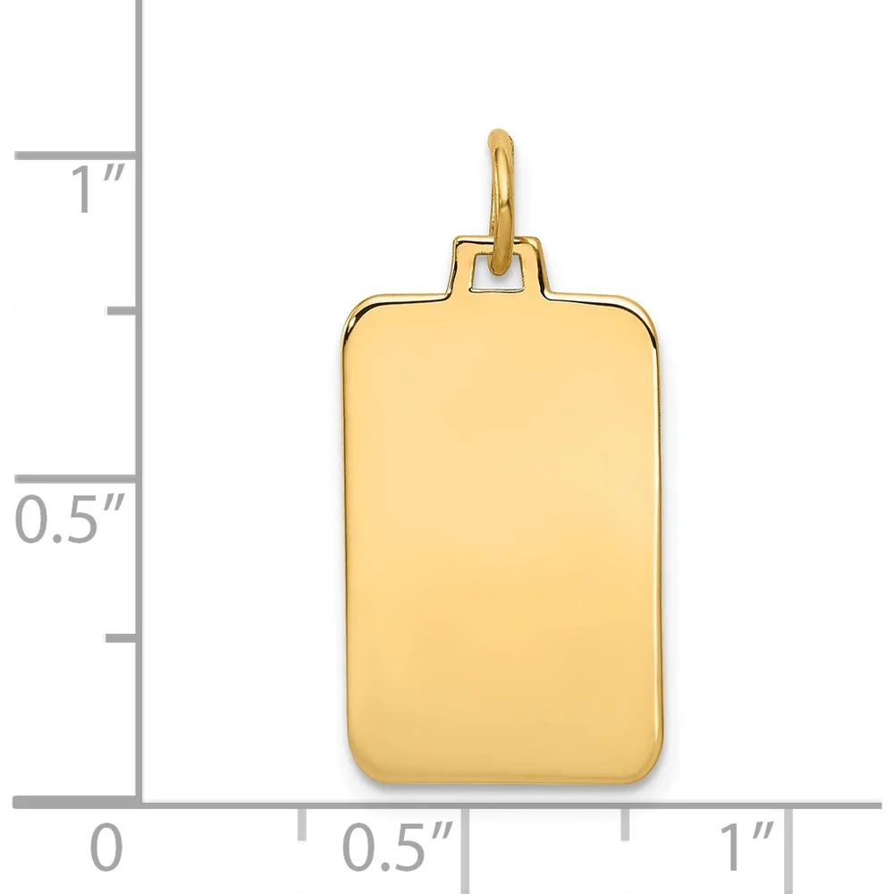 14K Yellow Gold Engravable Rectangular Disc Charm - 26mm Length, Polished Finish by Oro Pregiato - Image 2