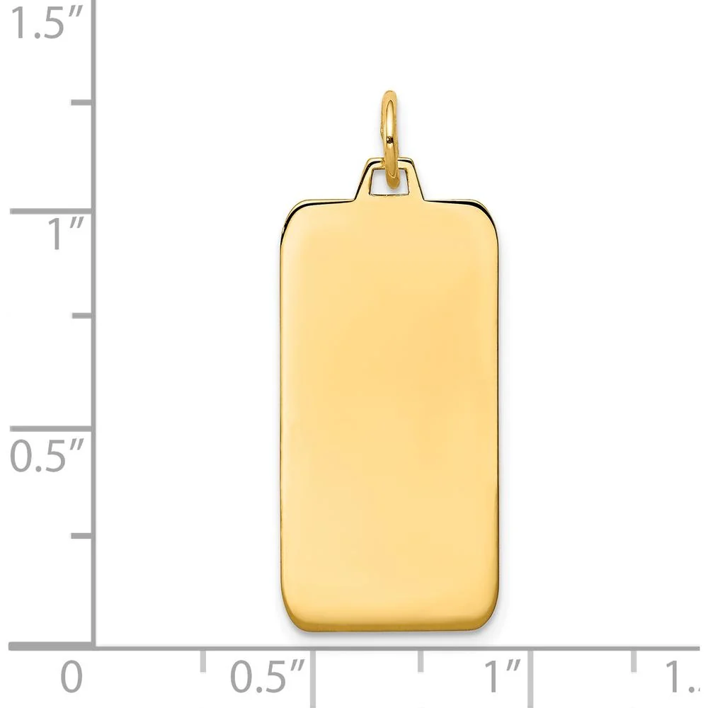 14K Yellow Gold Engravable Rectangular Disc Charm - 32mm Length by Oro Pregiato - Image 2