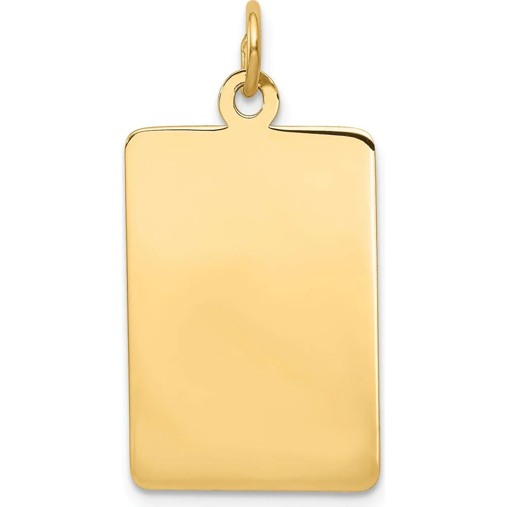 14K Yellow Gold Engravable Rectangular Pendant Charm - Personalized Jewelry by Oro Pregiato