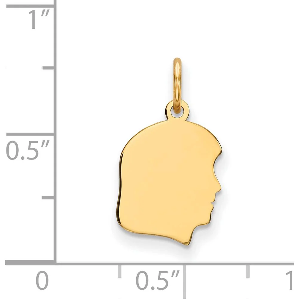 14K Yellow Gold Engravable Right-Facing Girl Head Charm Pendant - Personalized Design by Oro Pregiato - Image 3