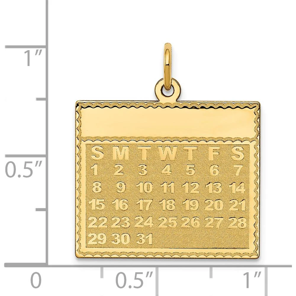 14K Yellow Gold Engravable Sunday Calendar Pendant - Personalize with Custom Date by Oro Pregiato - Image 4