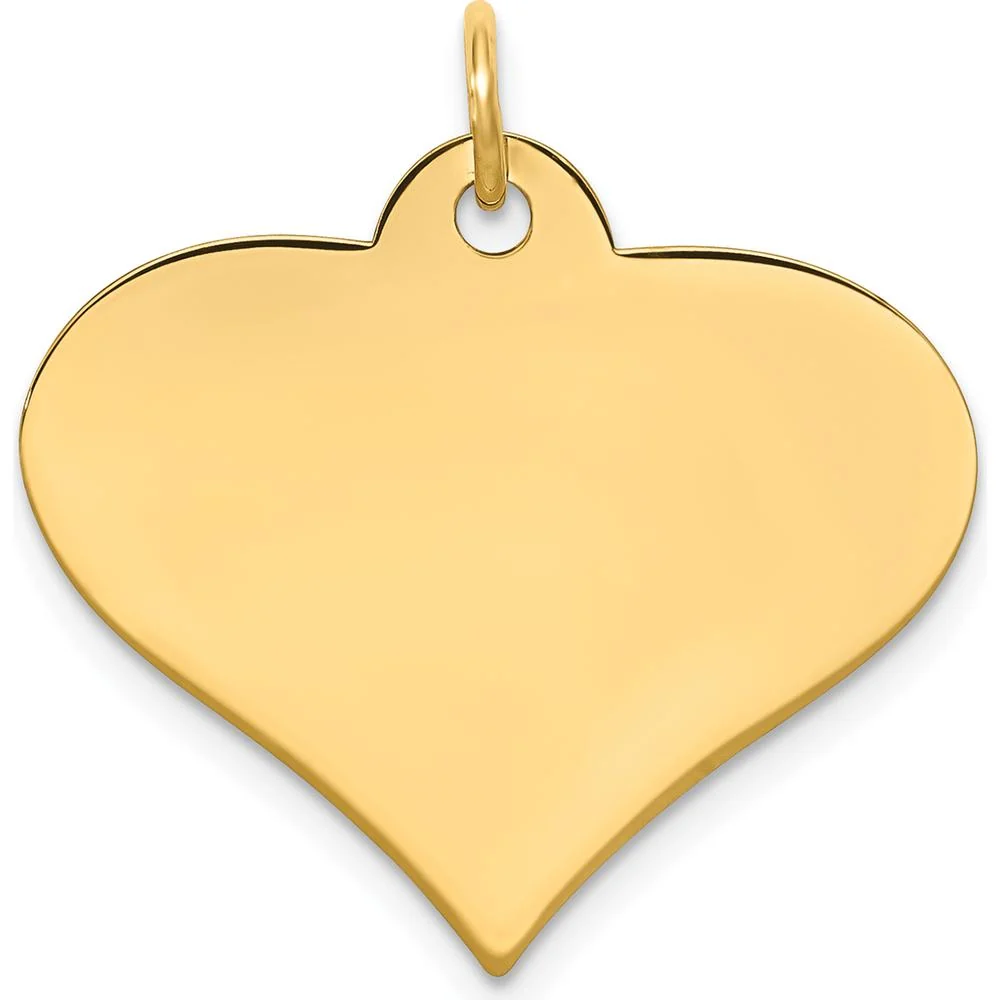 14K Yellow Gold Engraveable Heart Disc Charm - Personalized 25mm Pendant by Oro Pregiato
