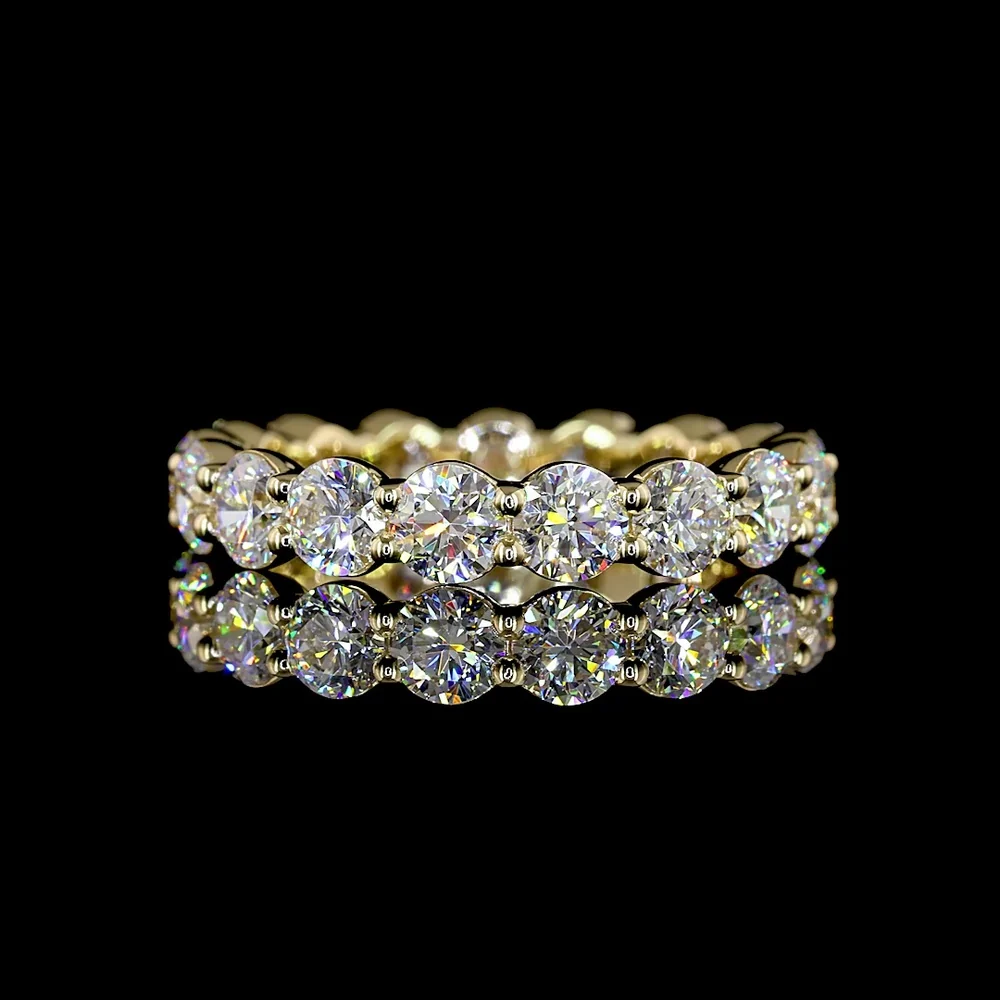 14K Yellow Gold Eternity Band with 17 Round Brilliant Cut Lab Diamonds - 2.59 Carats Total Diamond Weight, E-F Color, VS Clarity - Covaloro Fine Jewelry