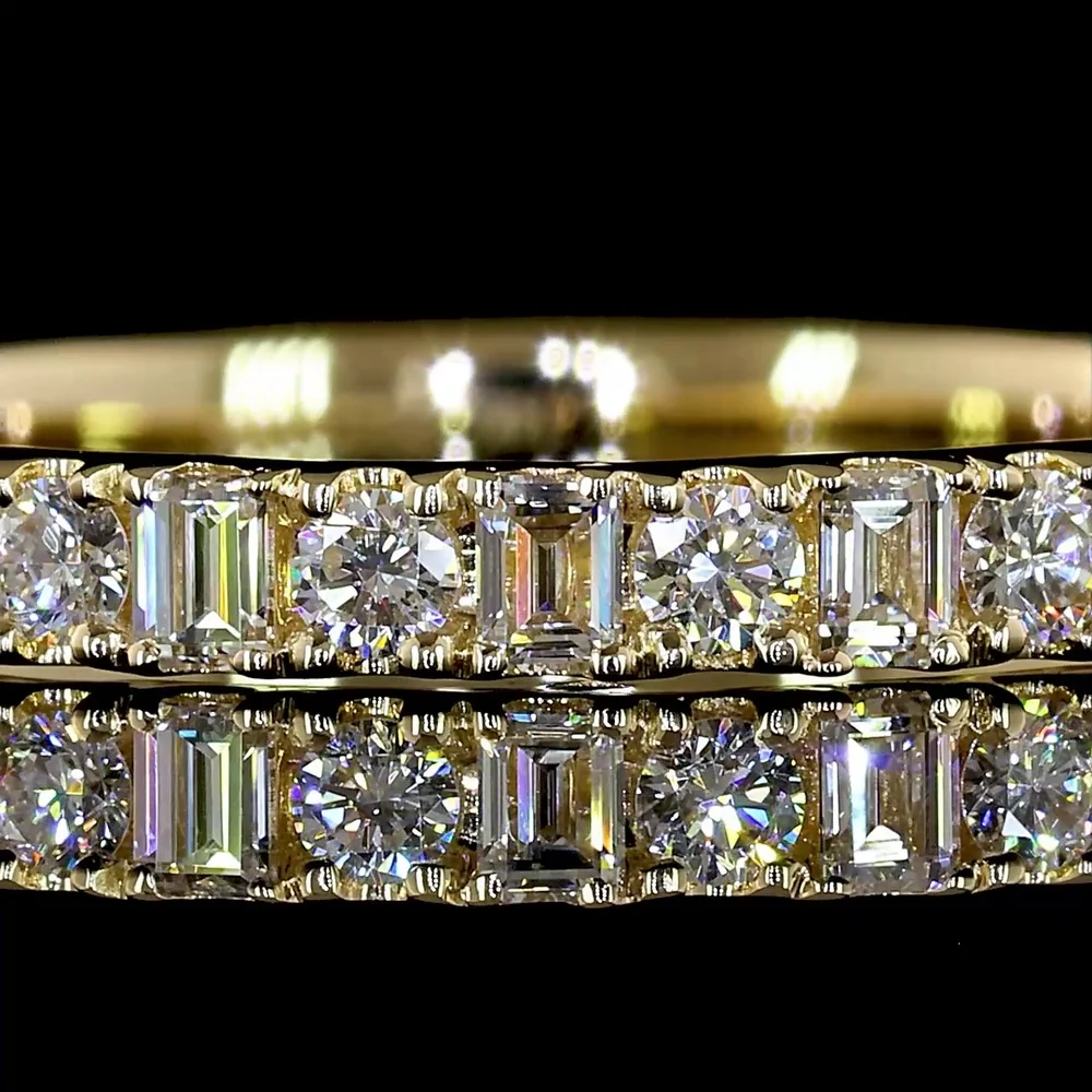 14K Yellow Gold Eternity Band with Alternating Baguette and Round Lab Diamonds - 0.89 Carats Total Diamond Weight - Covaloro Fine Jewelry - Image 2
