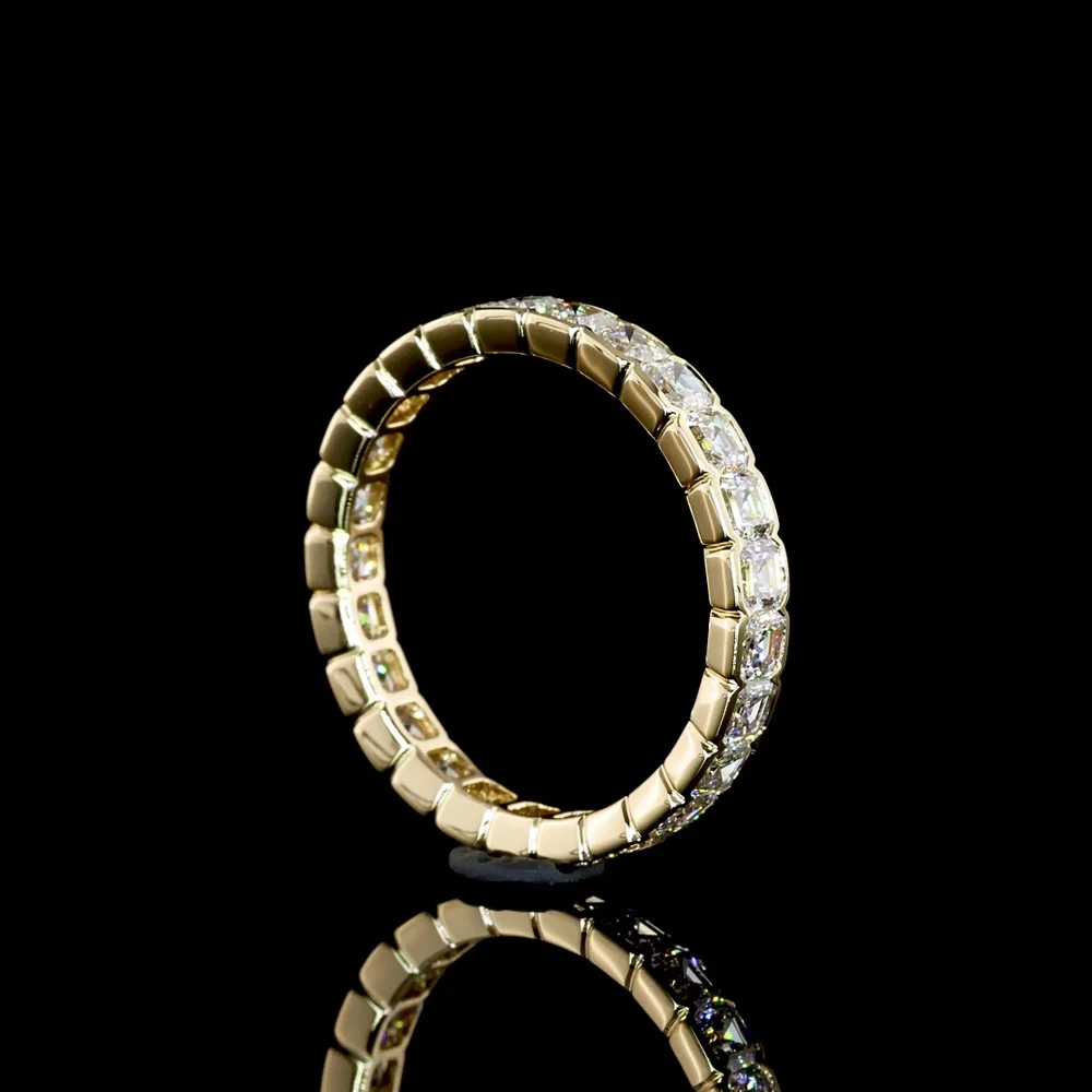 14K Yellow Gold Eternity Band with Half Bezel Set Asscher Cut Lab Diamonds - 1.98 Carats Total Diamond Weight - Covaloro Fine Jewelry - Image 3