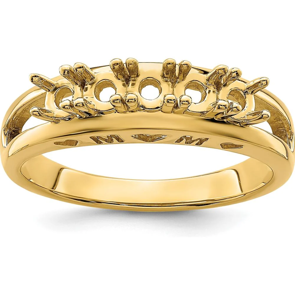 14K Yellow Gold Family Jewelry Ring Mounting - 3mm Width, Customizable Design - Size 7 by Oro Pregiato - Image 6