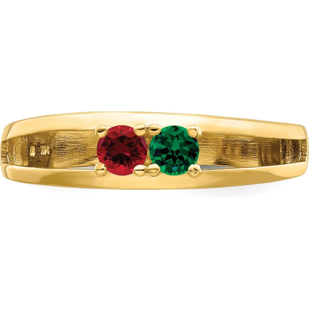 14K Yellow Gold Family Jewelry Ring Mounting with Ruby and Emerald Stones - Size 7 by Oro Pregiato - Image 5