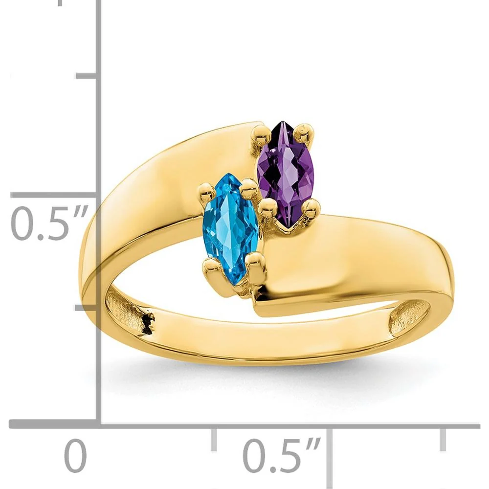 14K Yellow Gold Family Ring Mounting for Custom Stones - Polished Finish - Size 7 by Monteluci Fine Jewelry - Image 8
