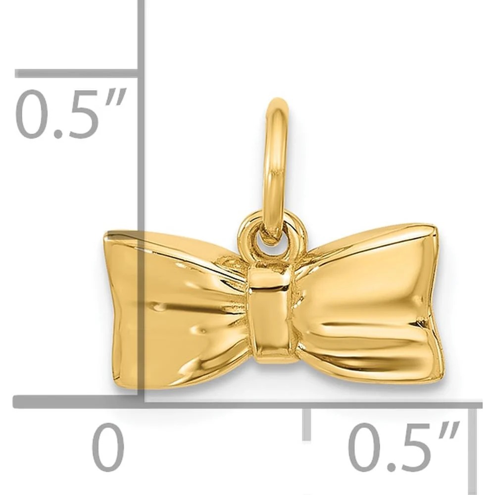 14K Yellow Gold Fancy Half Hair Bow Pendant - Polished Finish by Oro Pregiato - Image 4