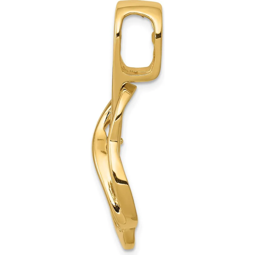 14K Yellow Gold Fancy Slide Mounting Pendant for 4mm Regular/6mm Fancy Omega - Peg-Set Design by Oro Pregiato - Image 2