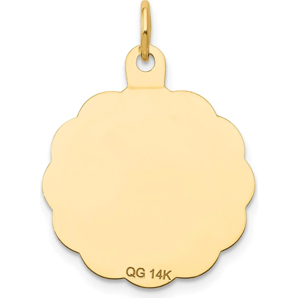 14K Yellow Gold First Holy Communion Round Disc Pendant with Polished and Satin Finish - 26mm Length x 20mm Width by Oro Pregiato - Image 4
