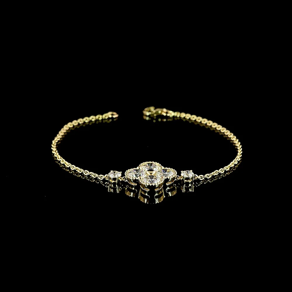 14K Yellow Gold Floral Cluster Bracelet with 6 Prong Set Brilliant Cut Lab Diamonds - 3.35 Carats Total Diamond Weight - Covaloro Fine Jewelry