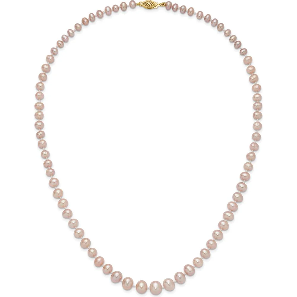 14K Yellow Gold Freshwater Cultured Pearl Graduated Necklace with Purple Pearls - 18" by Monteluci Fine Jewelry - Image 5