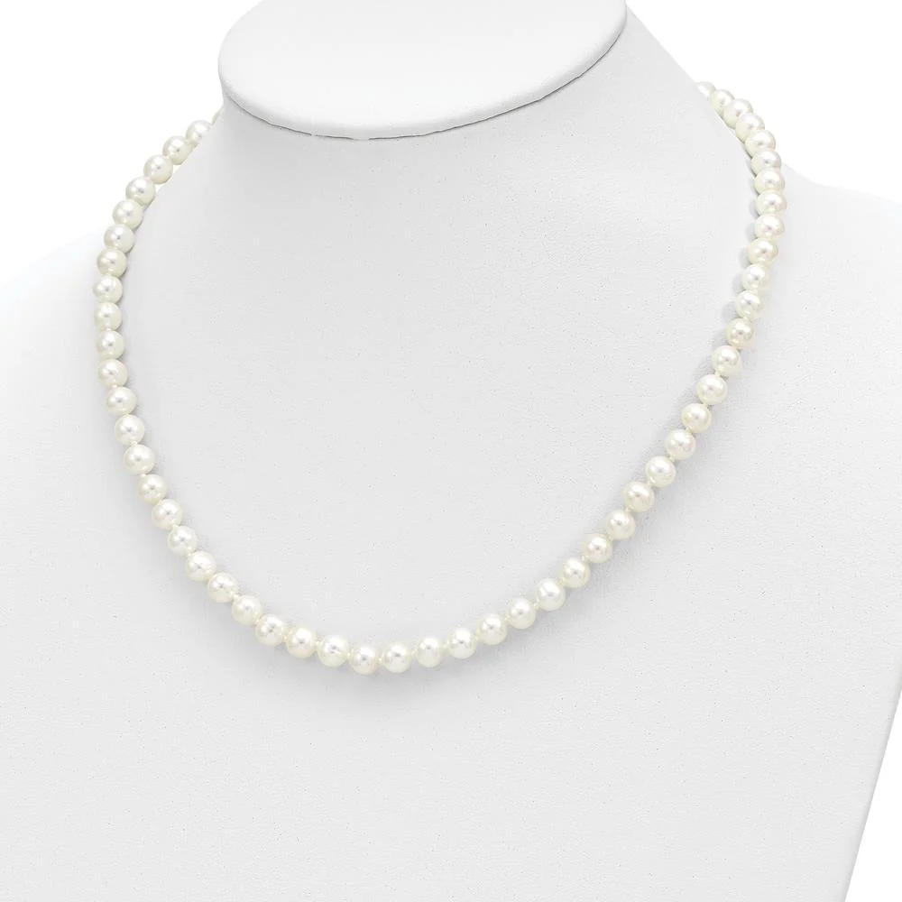 14K Yellow Gold Freshwater Cultured Pearl Necklace, Bracelet, and Button Earrings Set - 6-7mm Pearls by Oro Pregiato - Image 4