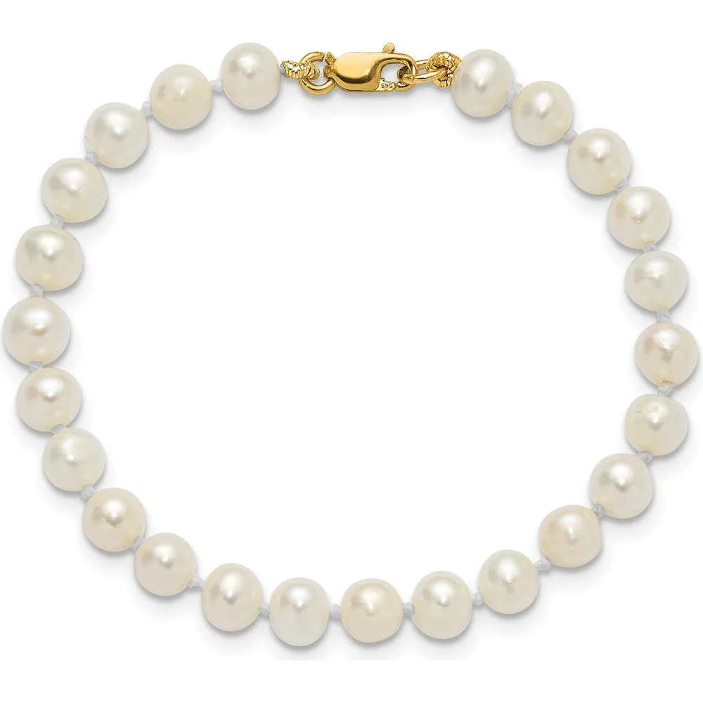 14K Yellow Gold Freshwater Cultured Pearl Set with 5" Bracelet, Pendant Necklace, and Post Earrings by Oro Pregiato - Image 8