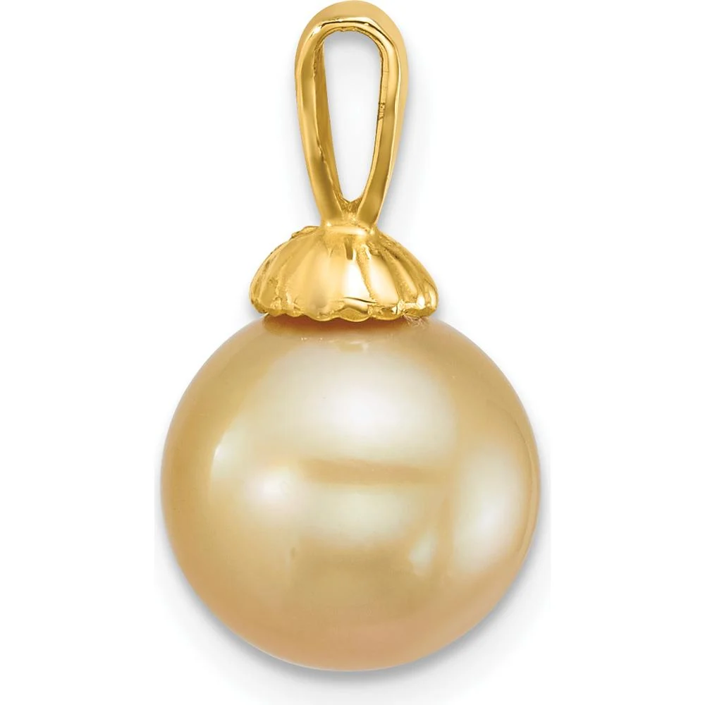 14K Yellow Gold Golden South Sea Saltwater Cultured Pearl Pendant - 10-11mm by Monteluci Fine Jewelry - Image 2
